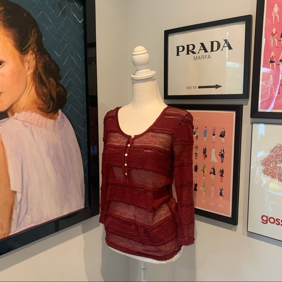 SOLD 💖 Katherine Pierce • Ralph Lauren Denim & Supply Red Long Sleeve Top M - Picture 5 of 10